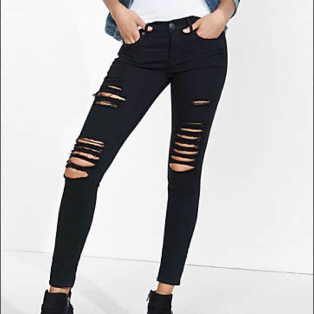 Express Mid Rise distressed jeans